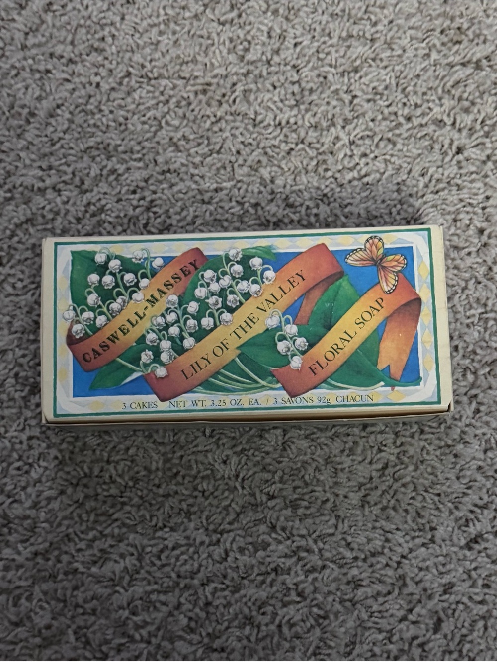 Vtg Caswell-Massey Lily of the Valley Floral Soap Set 3 Bars 3.25 oz Each Box